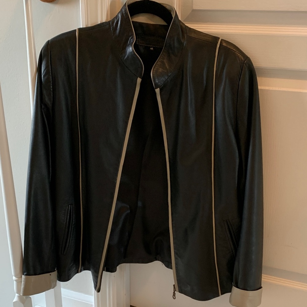 Black Label Black and Tan Leather Jacket